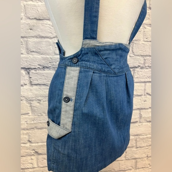 Sass & Bide denim overall mini skirt with Suspender Dress Contrast Denim SZ 28/S - Picture 5 of 10